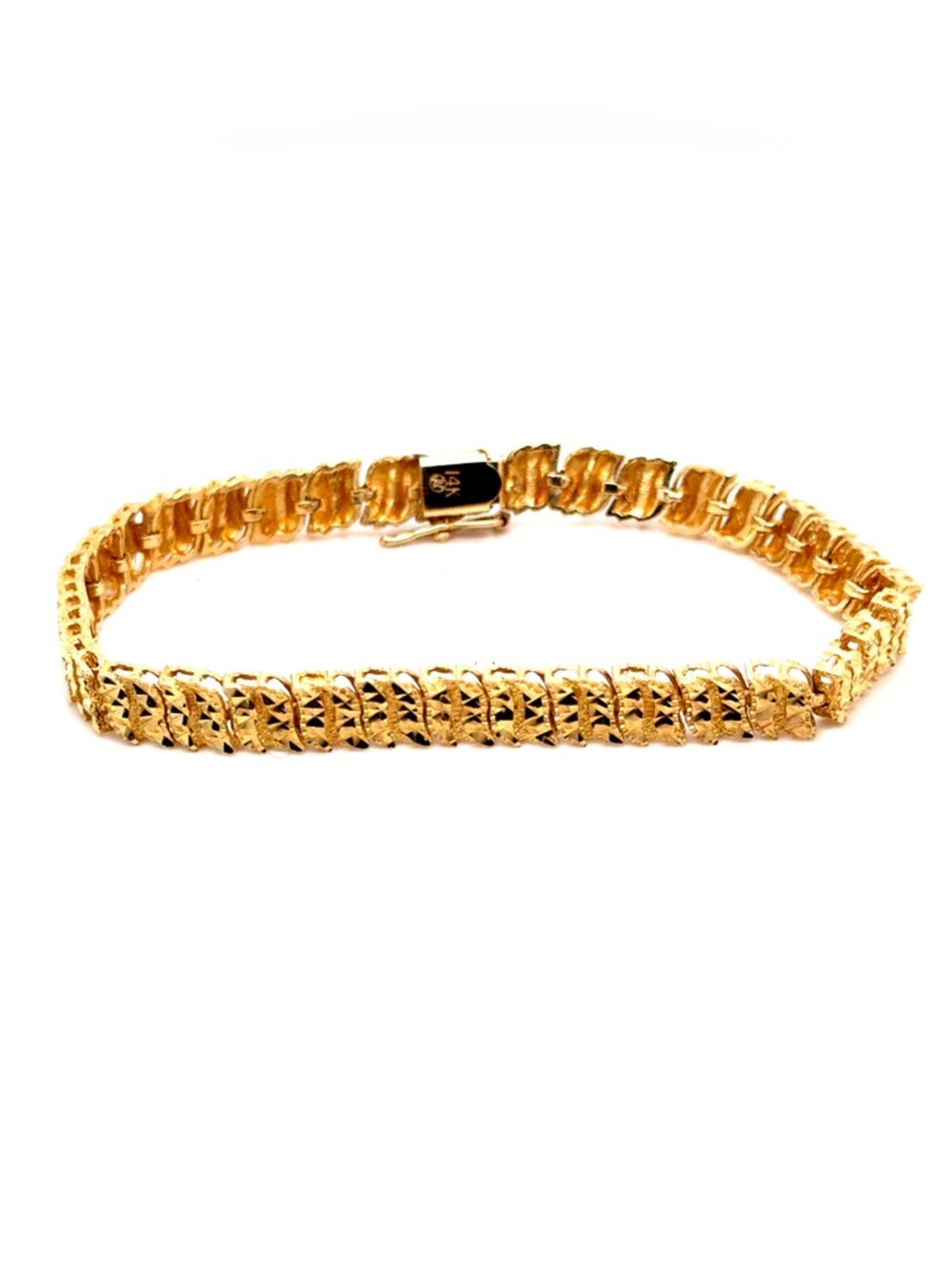 14K‎ Gold Tone Textured Link Bracelet